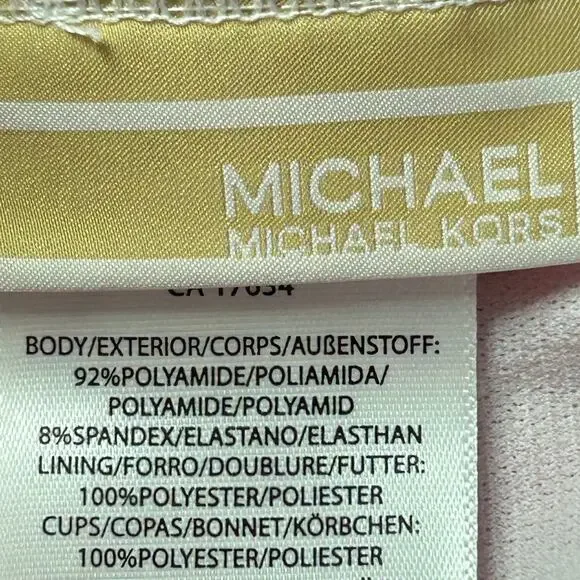 Michael MK Textured One Shoulder Cutout One Piece Swimsuit Cream Women 12 NWT - Picture 3 of 9